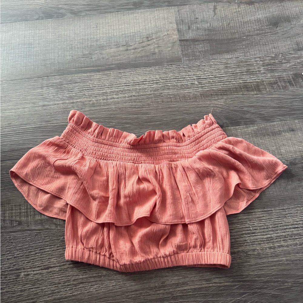 Off the shoulder pink crop top